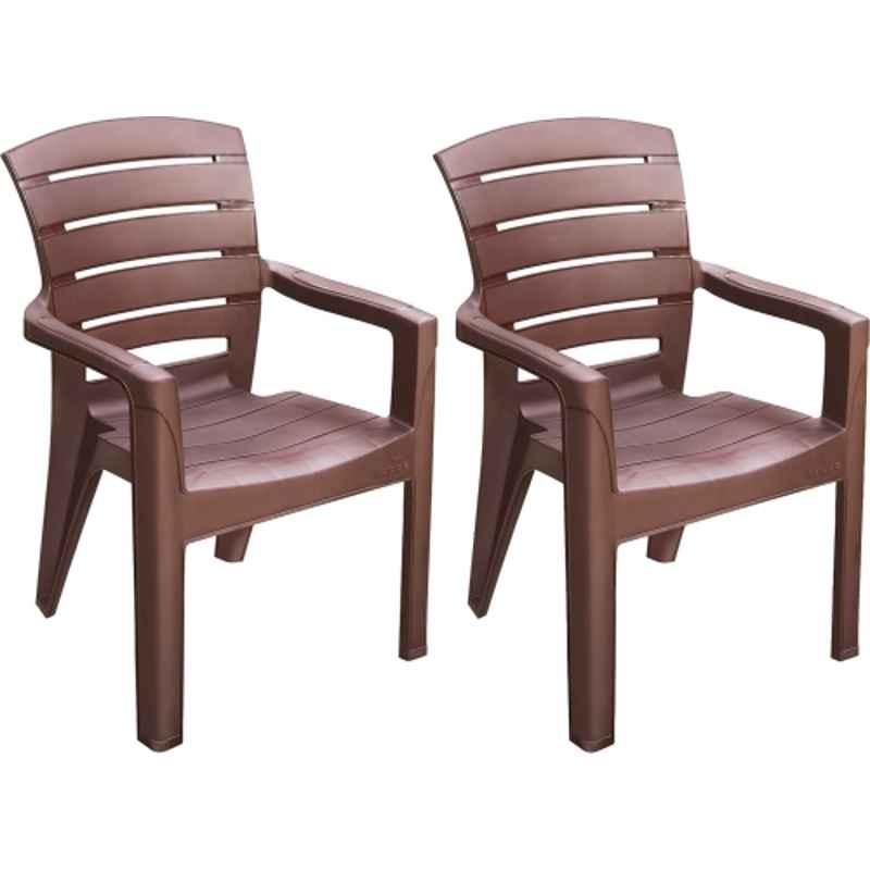 Maharaja Singham101 34x36x56 inch Plastic Brown Heavy Duty Armrest Chair (Pack of 2)