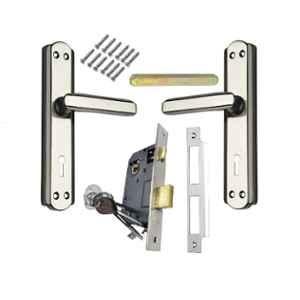 Ojass 7 inch Alloy Steel Black & Silver Finish Mortise Door Lock Set with 3 Keys, BML65ABL+S05MBS1