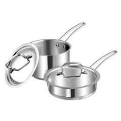 Vinod 2 Pcs Stainless Steel Induction Friendly Classique Deluxe Cookware Set, DLXCLA2 (Pack of 2)