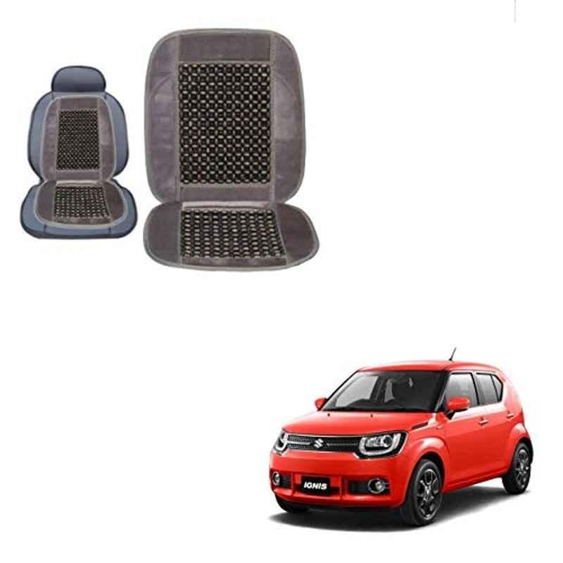 Kozdiko Wooden Bead Seat with Grey Velvet Border for Maruti Suzuki Ignis