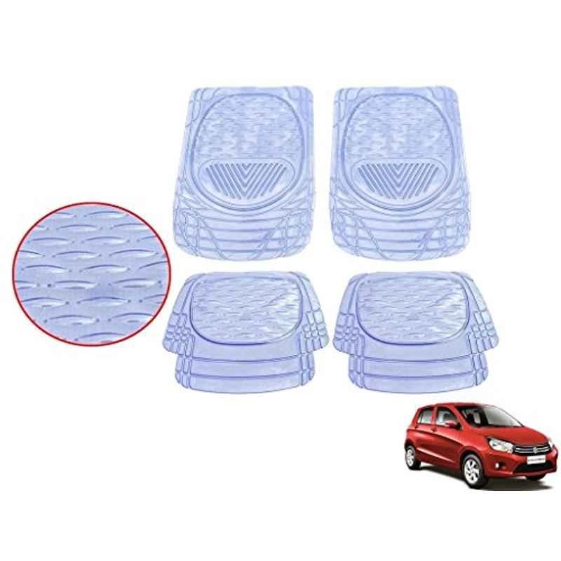 Kozdiko 4 Pcs 6204 PVC & Rubber Clear Car Foot Mat Set for Maruti Celerio
