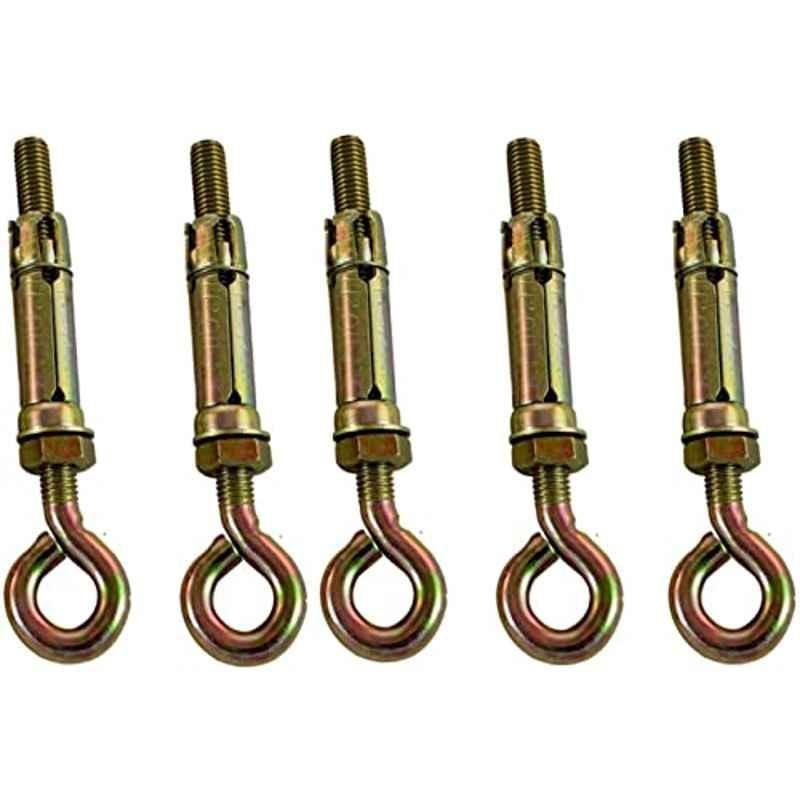 Abbasali 10mm Metal Sleeve Closed Hook High Strength Anchor Bolt (Pack of 5)