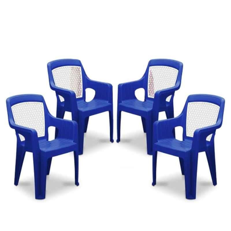 Maharaja Safari114 560x565x840mm Plastic Blue Heavy Duty Luxury Armrest Chair (Pack of 4)