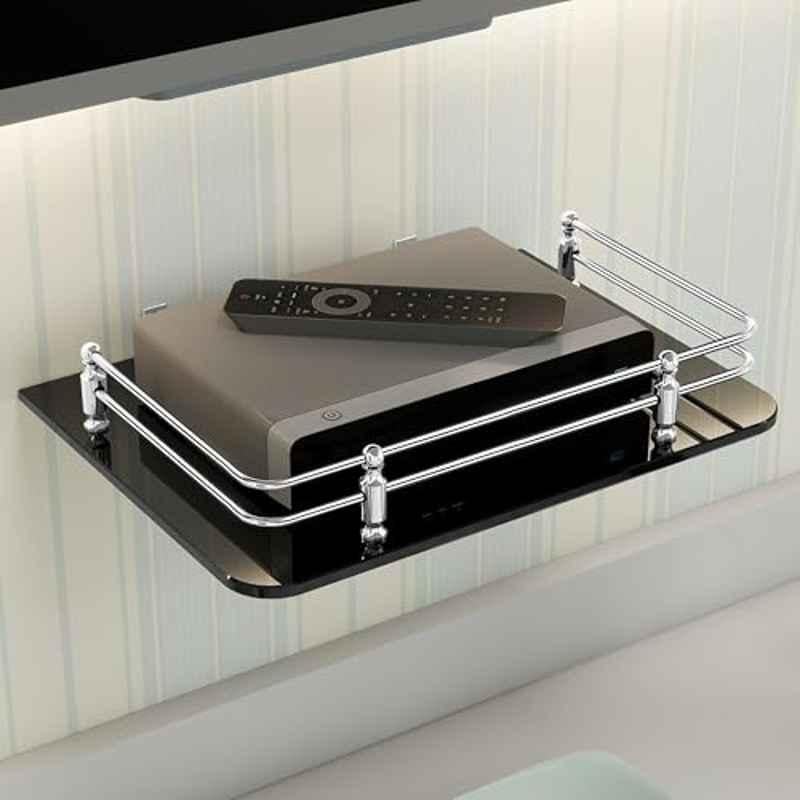 Plantex Glass Setup Box Stand Wall Mounted/Glass Shelf/Wall Shelf Rack/Wall Mount Holder with Wall Brackets 12x9 inch, Black