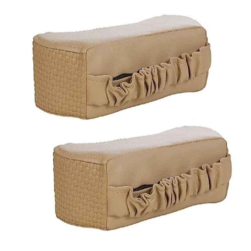 Kozdiko 2 Pcs Memory Foam Beige Neck Rest Cushion Pillow Set for Tata Indica Vista, Koz-58978
