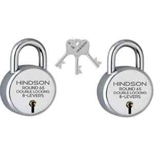 Hindson 2 Pcs 65mm Silver Steel Double Locking Padlock Set with 3 Common Keys