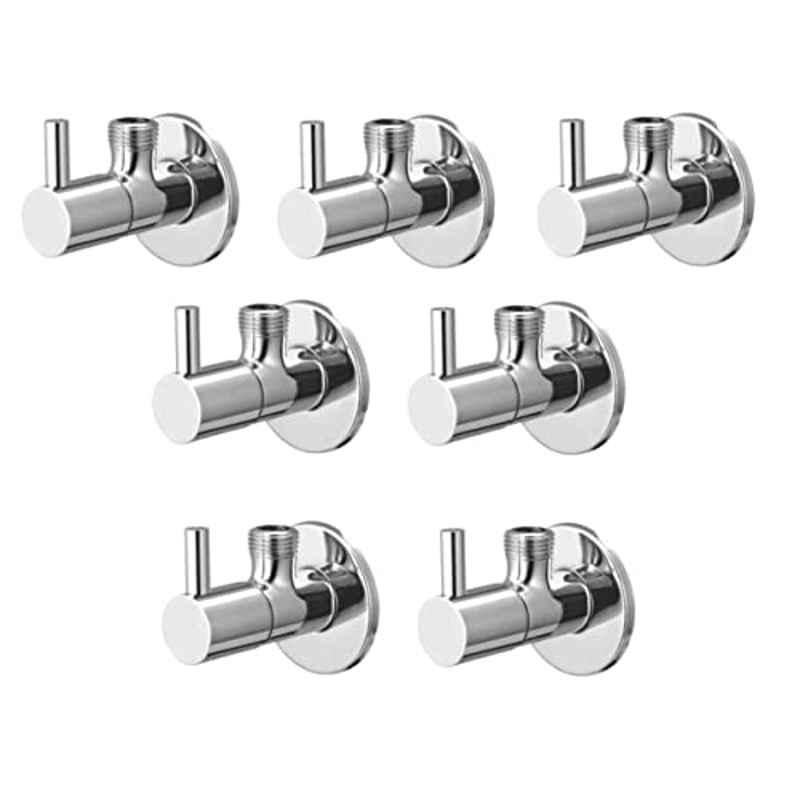Acrome Turbo Stainless Steel Chrome Finish Angle Valve with Wall Flange (Pack of 7)