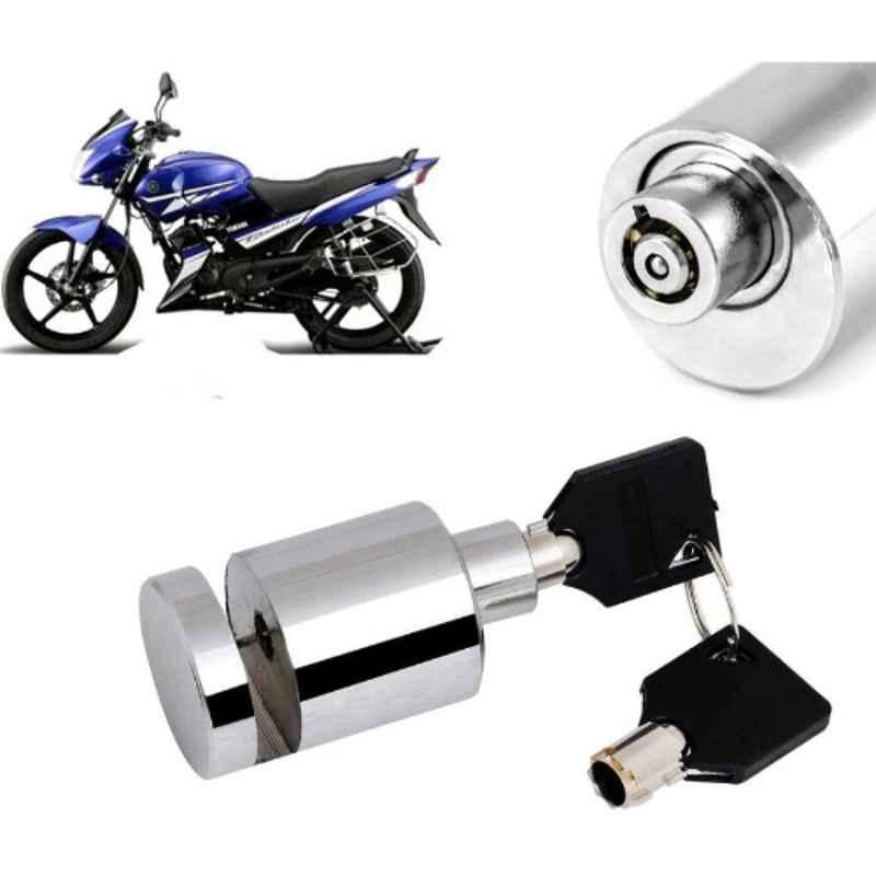 Auto Pearl Stainless Steel Silver Heavy Duty Anti Theft Motorcycle Disc Brake Lock, Lock_504
