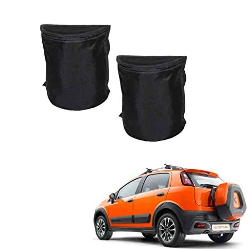 Kozdiko 2 Pcs Black Semi Cylindrical Car Dustbin Set for Fiat Avventura