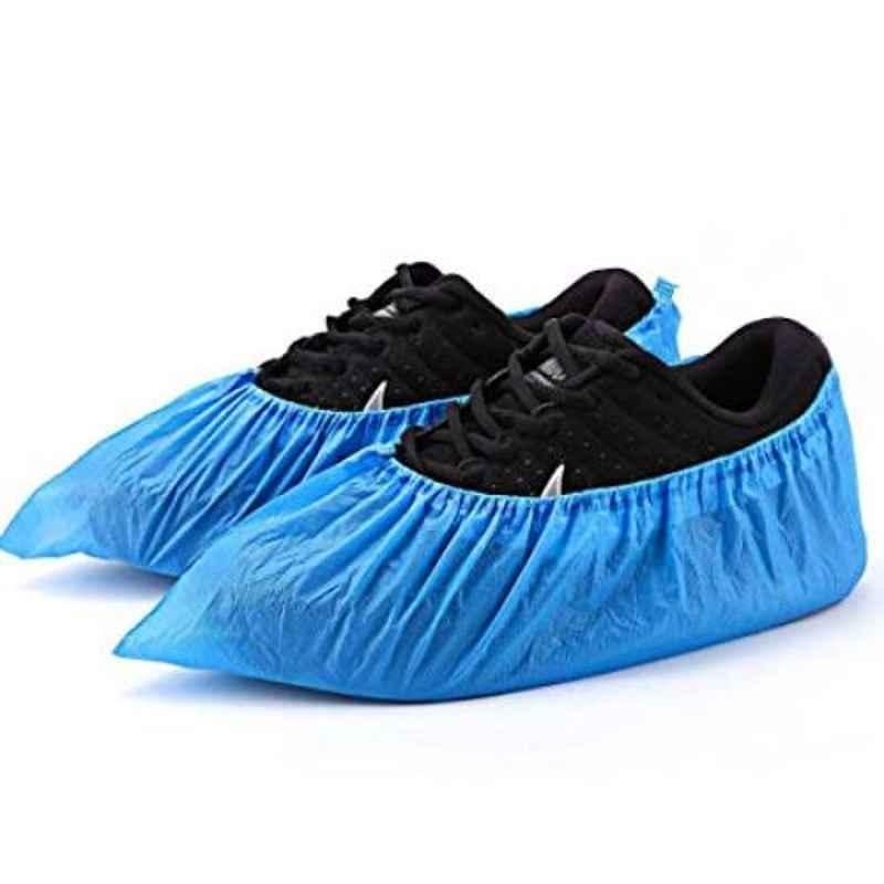 SSWW 18 inch Blue Woven Polyethylene Disposable Shoe Cover
