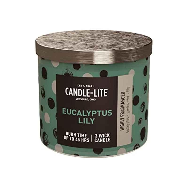 Candle Lite 14Oz Wax White Edes Eucalyptus Lily Aromatherapy Candle, 4417816