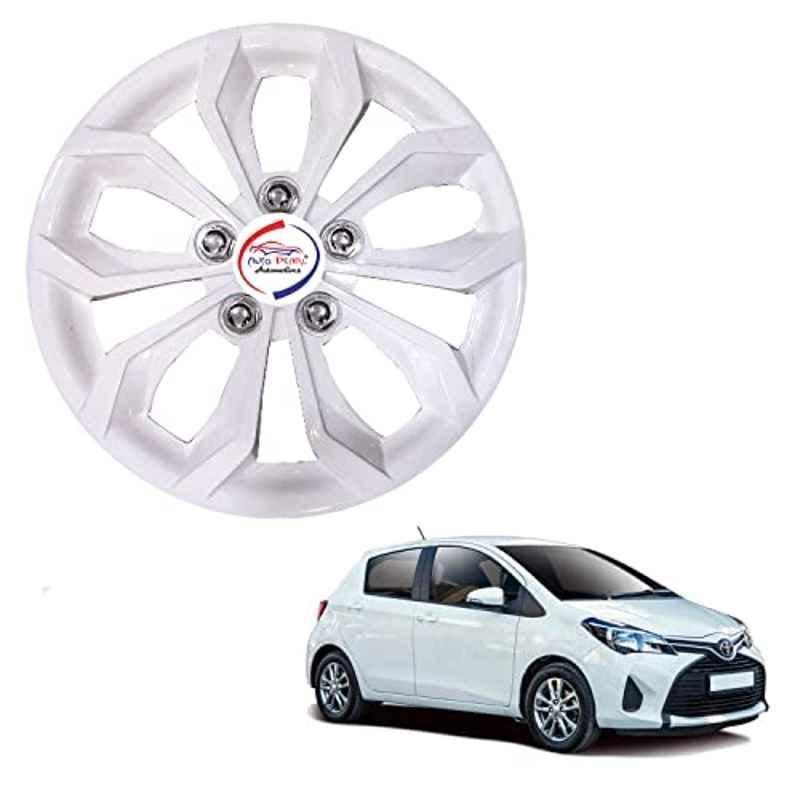 Auto Pearl 4 Pcs 15 inch ABS Pearl White BBR42 Hubcap Wheel Cover Set with Retention Ring for Toyota Yaris