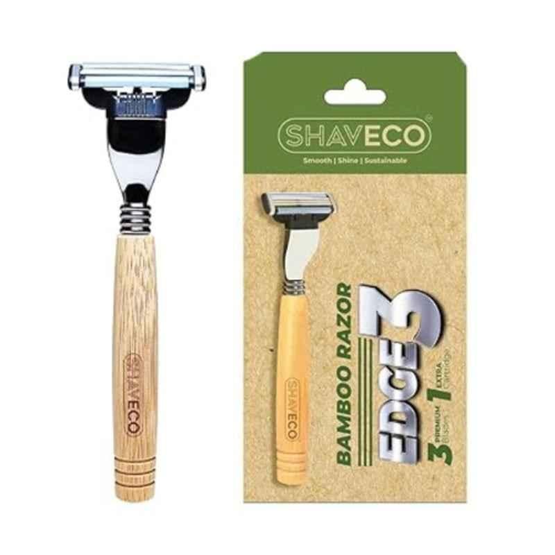 Shaveco Edge 3 Bamboo Razor with Bamboo Handle & 2 Pcs Cartridge