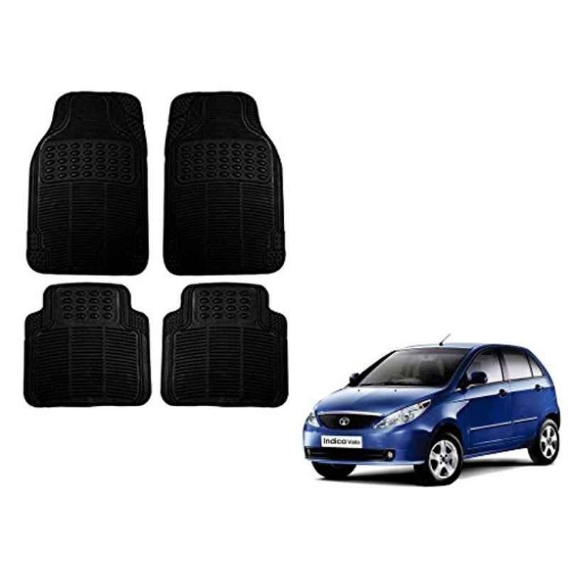 Kozdiko Black Simple Rubber Car Foot Mat Set for Tata Indica Vista, koz_17675