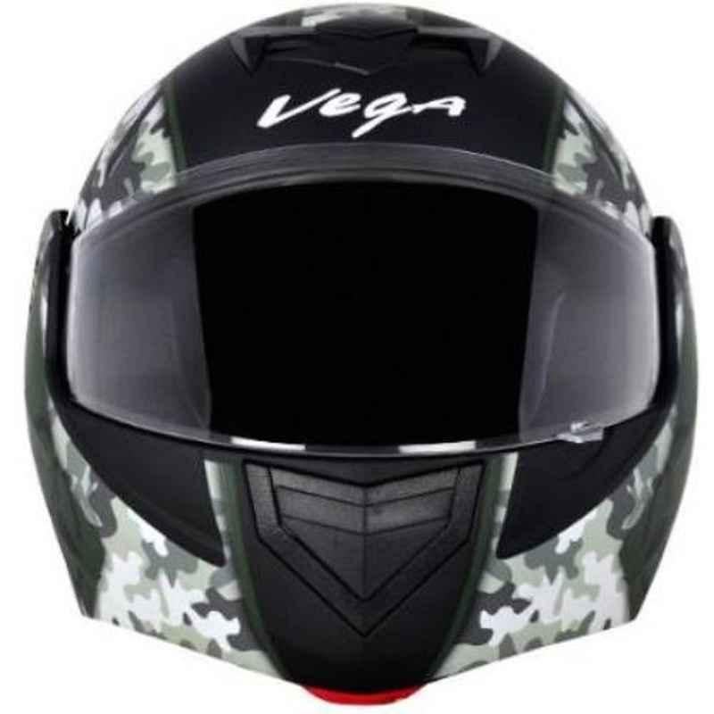 Vega Crux Dx Camouflage Dull Battle Flip-Up Motorbike Helmet, Size (L, 580 mm)