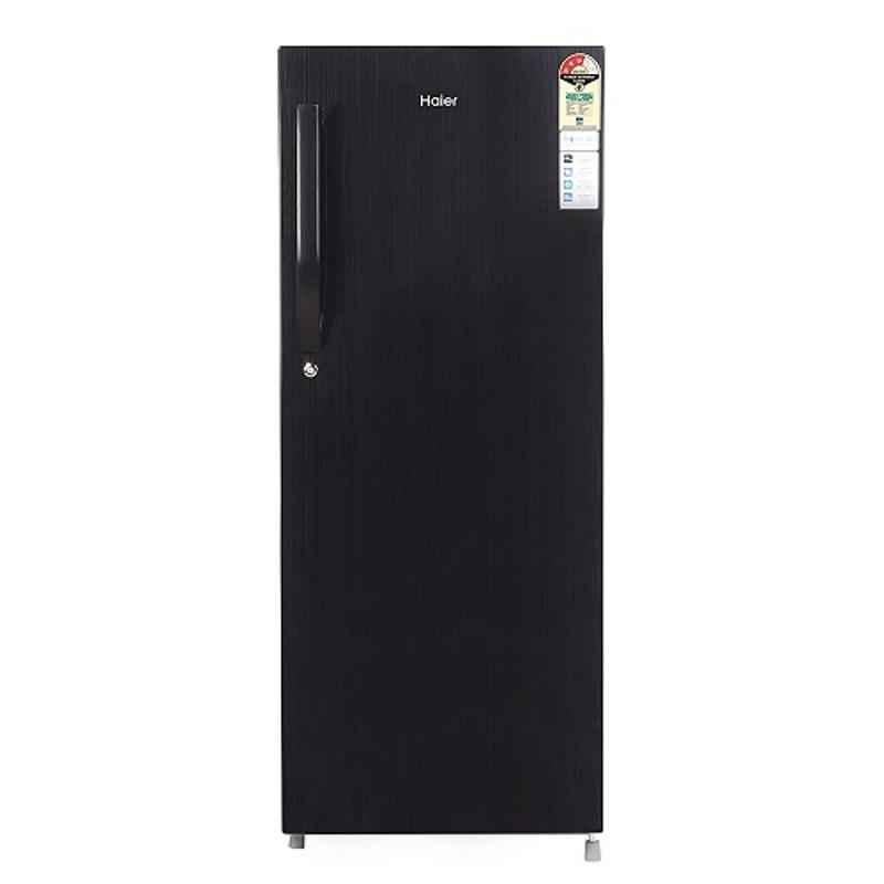 Haier 220L 3 Star Black Brushline Direct Cool Single Door Refrigerator, HED-22TKS