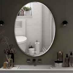 Plantex Frameless Oval Mirror for Wall/Bathroom/Dressing Room/Living Room/Bedroom/Entryway Bathroom Accessories 18x24 inch