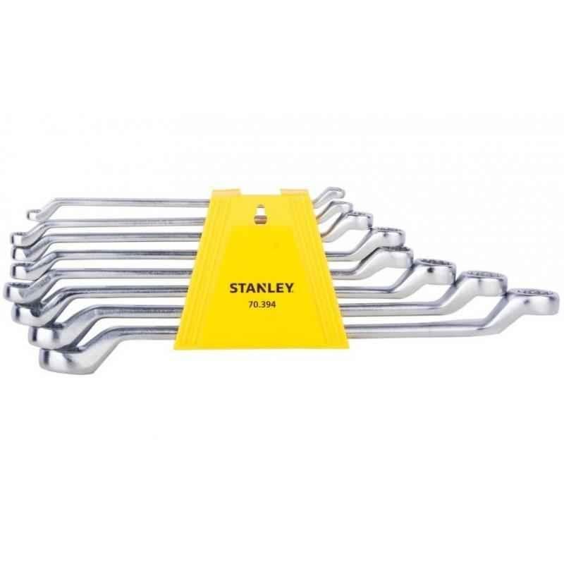 Stanley 8 Pcs CRV Steel Shallow Offset BI-Hex Ring Spanner Set, 70-394E