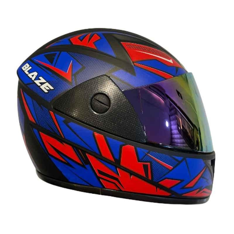 Redpro Blaze Decor D2 Blue & Red Full Face Helmet, Size: Medium