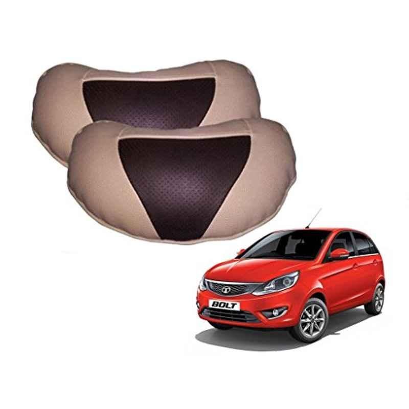 Kozdiko 2 Pcs Brown & Beige Neck Rest Set for Tata Bolt, koz_37990