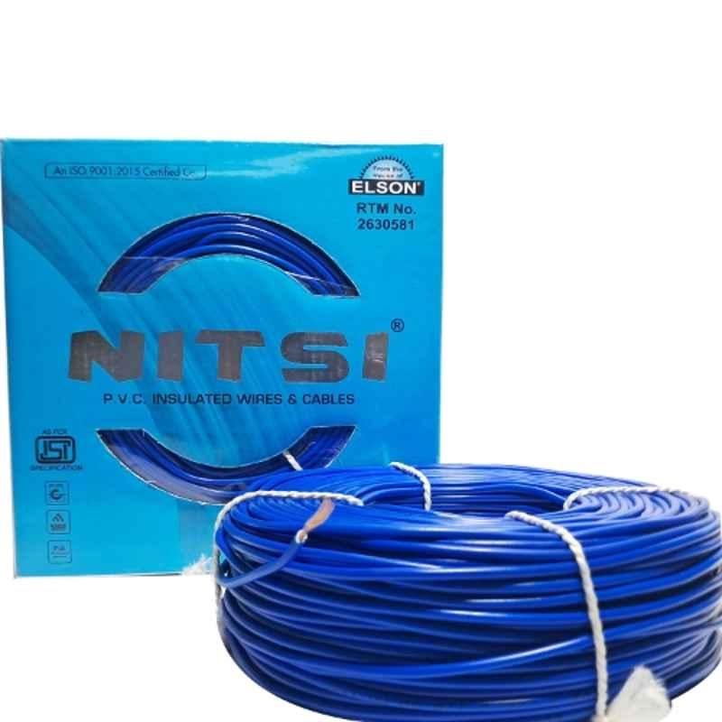 NITSI 0.75 Sqmm Single Core Blue FR PVC Insulated CCR Copper Wire for Domestic & Industrial Purpose, Length: 91 m