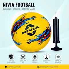 Nivia Storm Yellow Football with Pump (Pack of 2), Size: 5