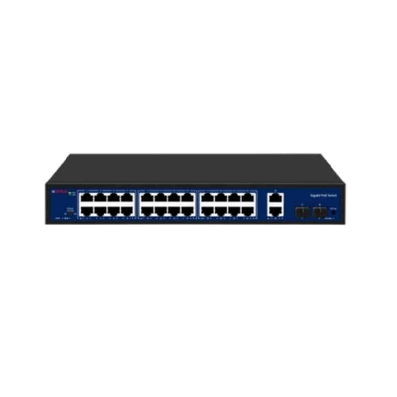 CP Plus 28 Ports Switch with 24 Gigabit PoE Ports + 2 Gigabit Uplink Ports + 2 SFP Ports, CP-DNW-GPU24G2F2-30