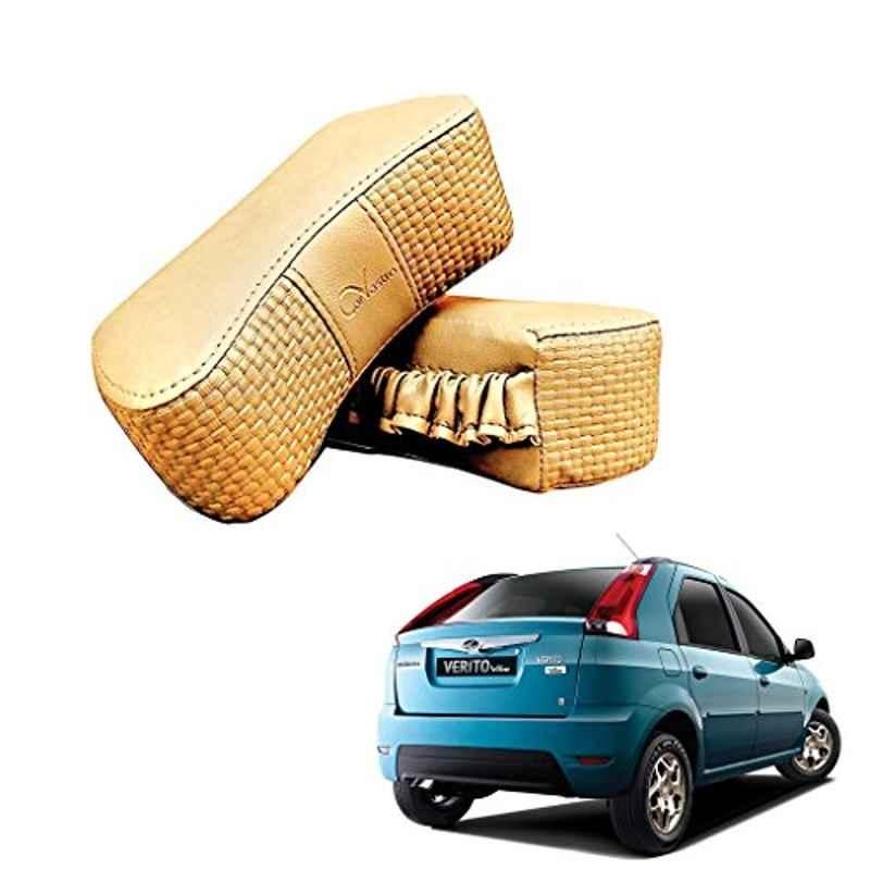 Kozdiko 2 Pcs Memory Foam Beige Luxurious Neck Rest Set for Mahindra Verito Vibe, koz_39809