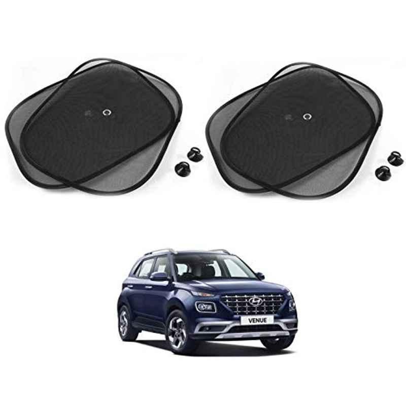 Kozdiko 4 Pcs Black Chipokoo Car Window Sunshade Curtain Set for Hyundai Venue 2019, koz_78951