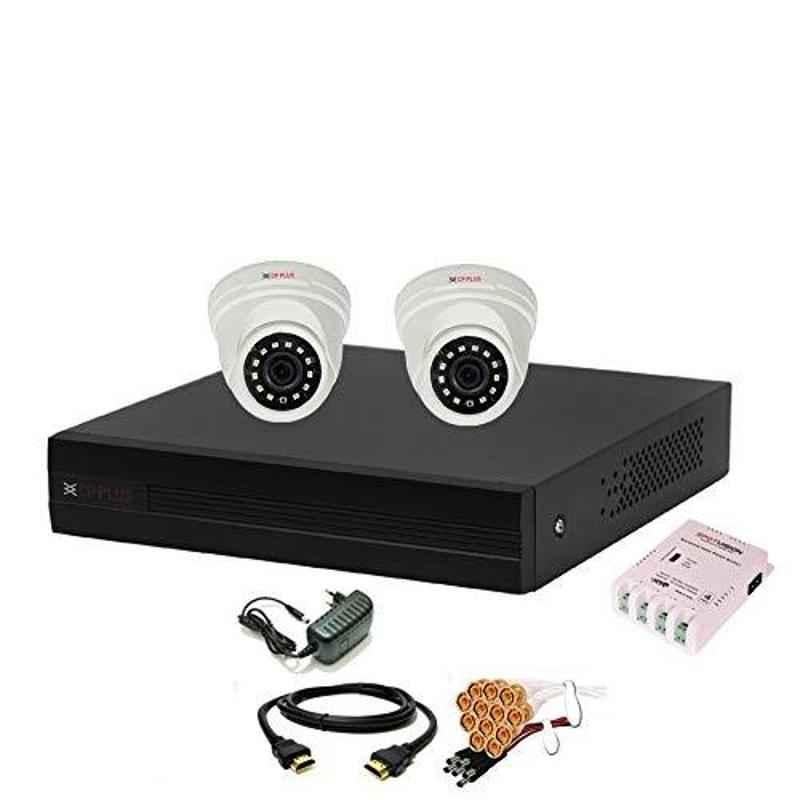 CP Plus 2.4MP 2 Pcs White & Black Indoor Camera with 4 Channel DVR Kit, 4CHDVR-2D-30