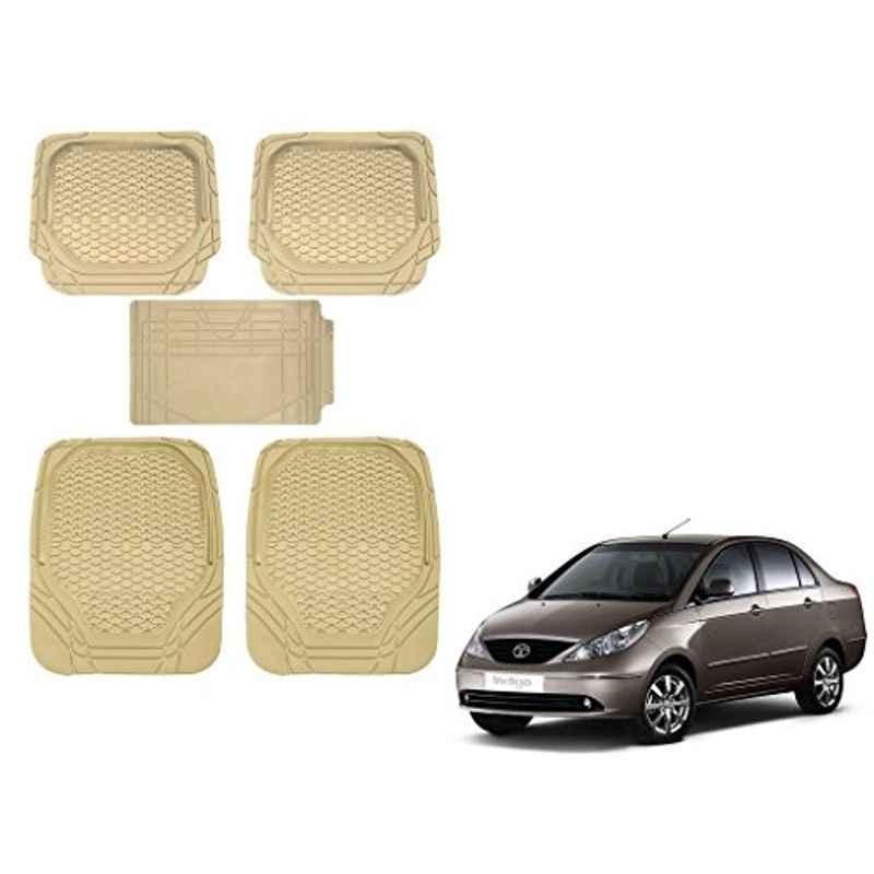 Kozdiko 5 Pcs 8855TW Beige Car Foot Mat Set for Tata Indigo, koz_38716