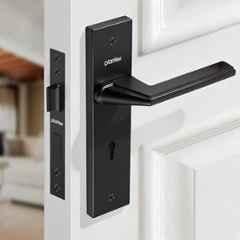 Plantex Heavy-Duty Door Lock Set Main Door Lock Handle Set/ 6-Lever Lock Mechanism with 3 Years of Warranty/Mortise Lock with 3 Keys, Brass Lockbody Z-Black