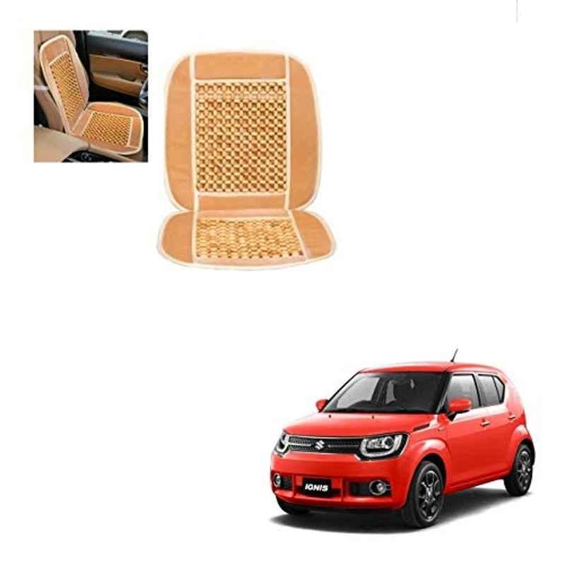 Kozdiko Wooden Bead Seat with Beige Velvet Border for Maruti Suzuki Ignis, KOZ-86636