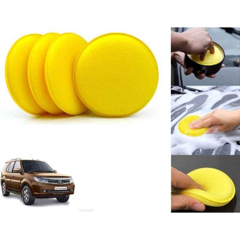 Auto Pearl Polyurethane Beige Washing & Waxing Polish Foam Sponge for Safari Strome 2019 (Pack of 4)