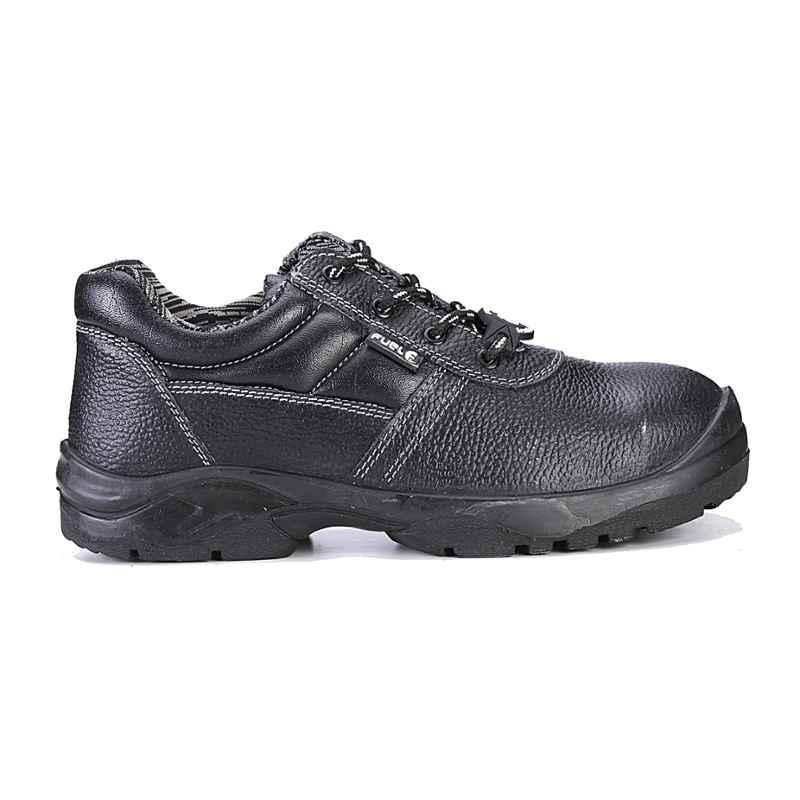Fuel Commodore M/C Black Leather Steel Toe Safety Shoes, 649-8102, Size: 8
