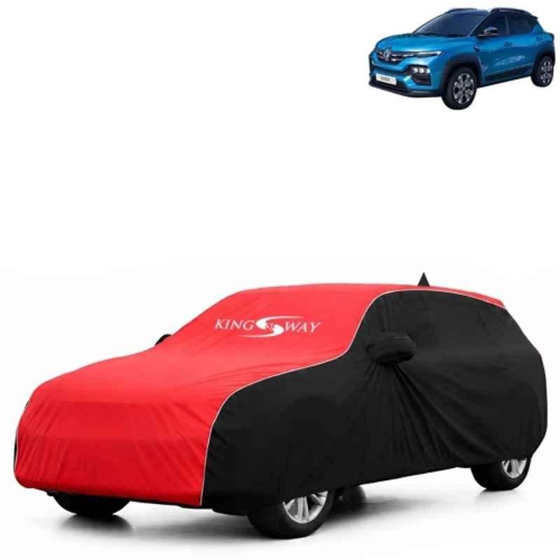 Kingsway Super Waterproof All Weather Protection Polypropylene Black & Red Car Cover for Renault Kiger 2021 to 2025 with Silver Piping, Mirror & Antenna Pockets