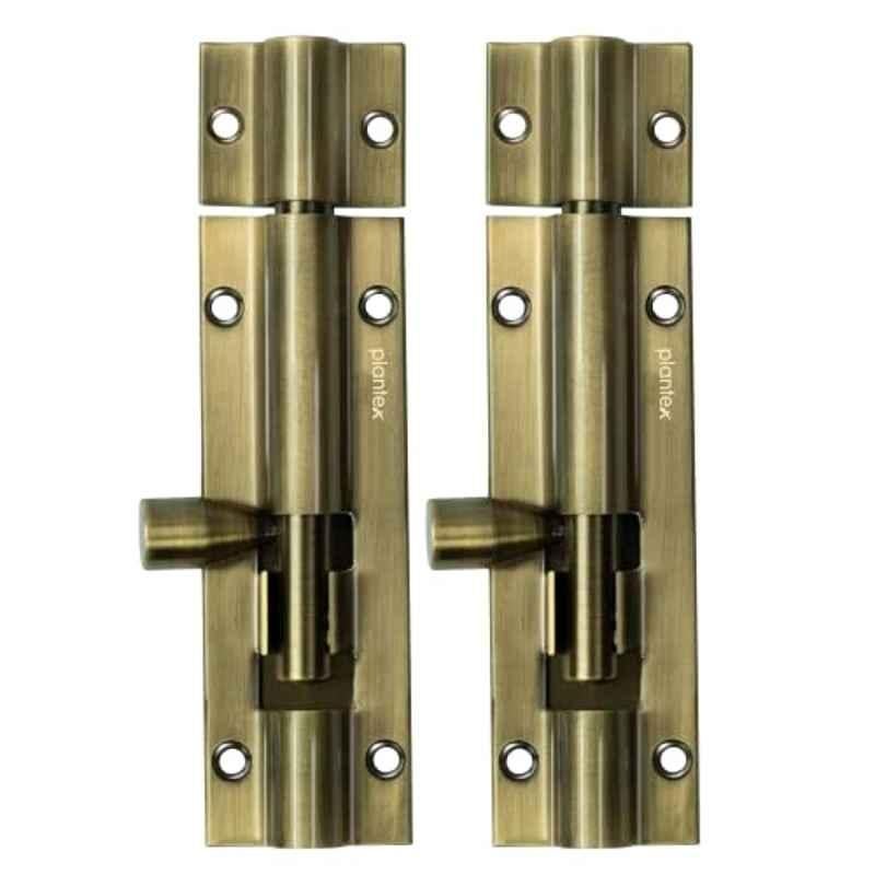 Plantex 4 inch Stainless Steel Brass Antique Tower Bolt for Home, Offices Doors & Windows, Door Latch, Kundi & Chitakini (Pack of 2)
