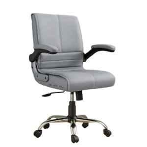 Newturn Maxson Leather Grey Medium Back Office Revolving Chair