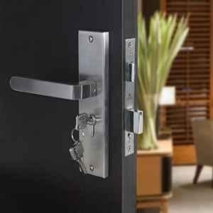 Voltizi 8 inch Stainless Steel Matt Finish Cylindrical Plate Both Side Key Mortise Door Lock Handle Set with 3 Computer Keys, LB303-BSK
