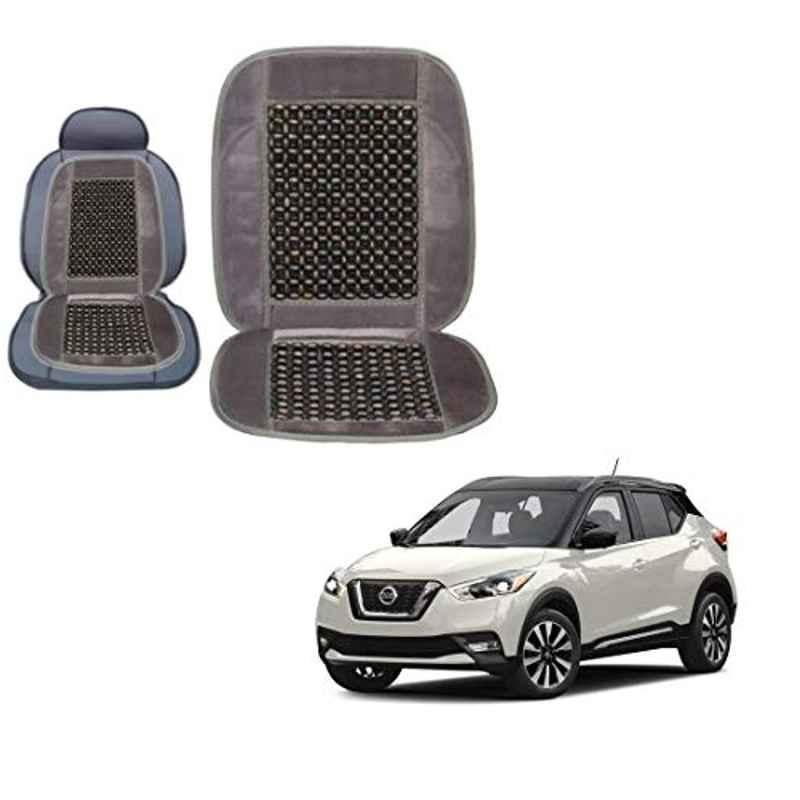 Kozdiko Wooden Bead Seat with Grey Velvet Border for Nissan Kicks
