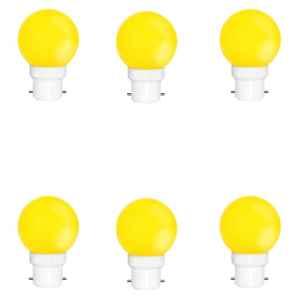 Fybros Nuit 0.5W Polycarbonate Yellow Round LED Bulb, FLS5442F (Pack of 6)