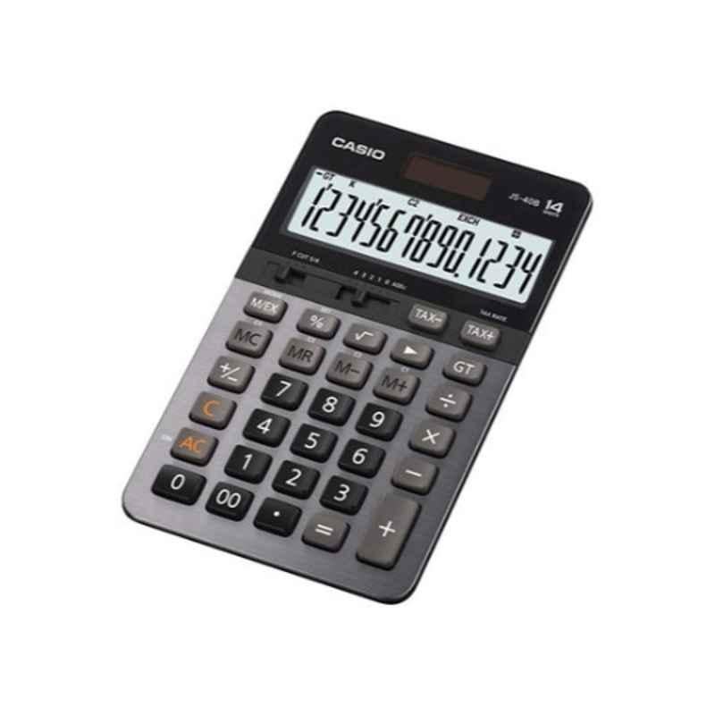 Casio JS-40B-BK 176x109x21mm Grey, Black & White 14 Digit GT Dual Power Calculator