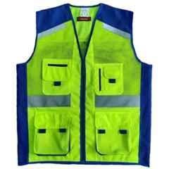 Evion ES-24258-GN/RB-L Polyester Green & Royal Blue Reflective Safety Jacket, Size: L (Pack of 10)