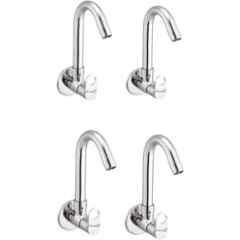Prestige Prime Brass Chrome Finish Sink Cock with Wall Flange (Pack of 4)