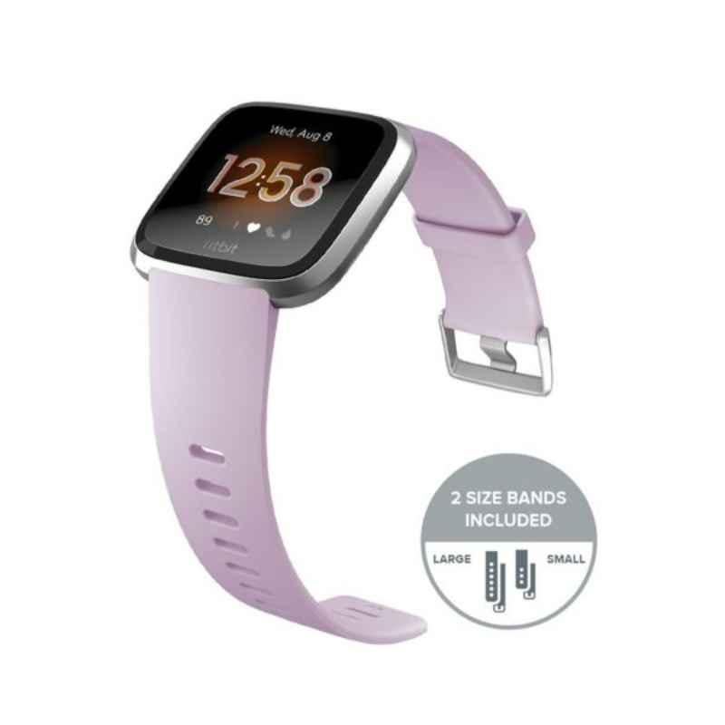 Fitbit Versa Lite Edition Aluminium Lilac & Silver Smart Watch, FB415SRLV