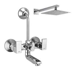 ZAP Brass Wall Mixer with Overhead Shower System Set & 125mm Long Bend Pipe