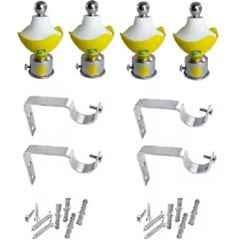 Ojass 10x5cm Plastic & Stainless Steel Yellow Curtain Bracket with Support Clamp, KB04YLW (Pack of 4)
