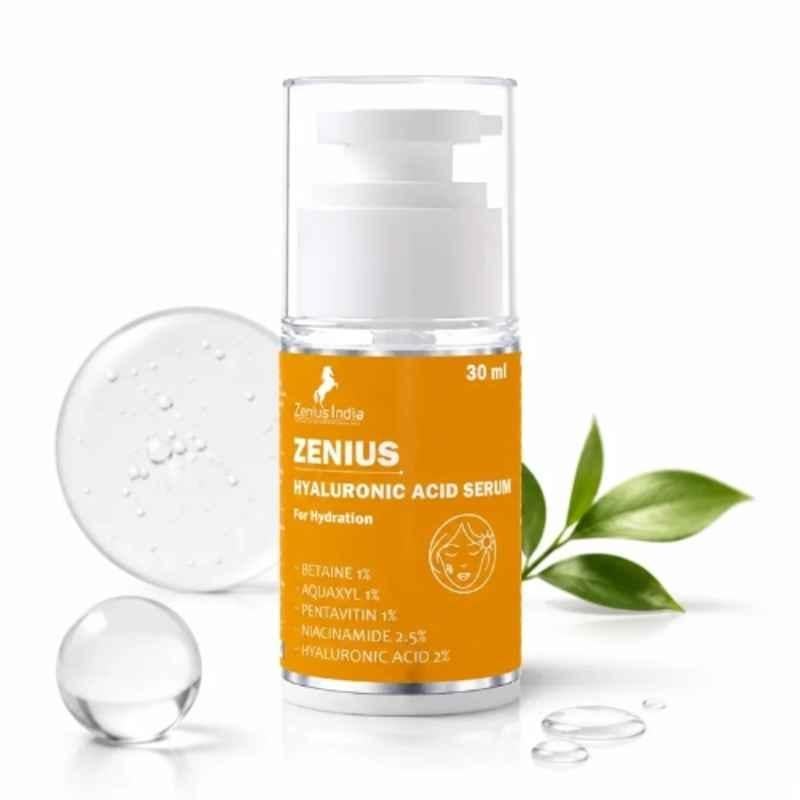 Zenius India 30ml 2% Hyaluronic Acid Serum with 1% Betaine, Aquaxyl, Pentavitin & 2.5% Niacinamide for Hydrating Skin