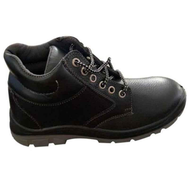 Step Strong SS-2510 Leather Steel Toe Black & Grey Work Safety Shoes, Size: 8