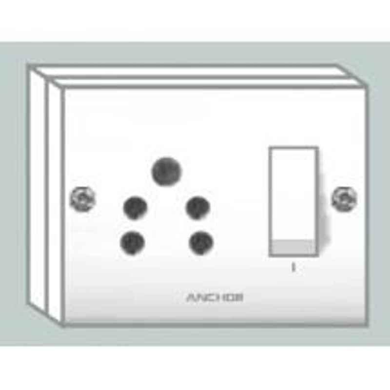 Anchor Penta Deluxe 6A White 2-In-1 SS Combined Switch with Box, 38841, (Pack of 5)